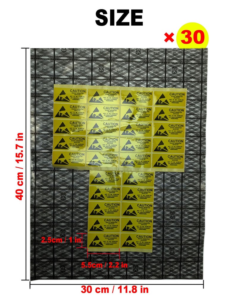 LJY 30 Pcs Black Mesh Anti Static Bags 15.8x11.8 Inch,with Antistatic Sticker,Open Top ESD Shielding Bags for Motherboards,PCB, Circuit Boards,Graphics Cards & Electronic Components - Image 2